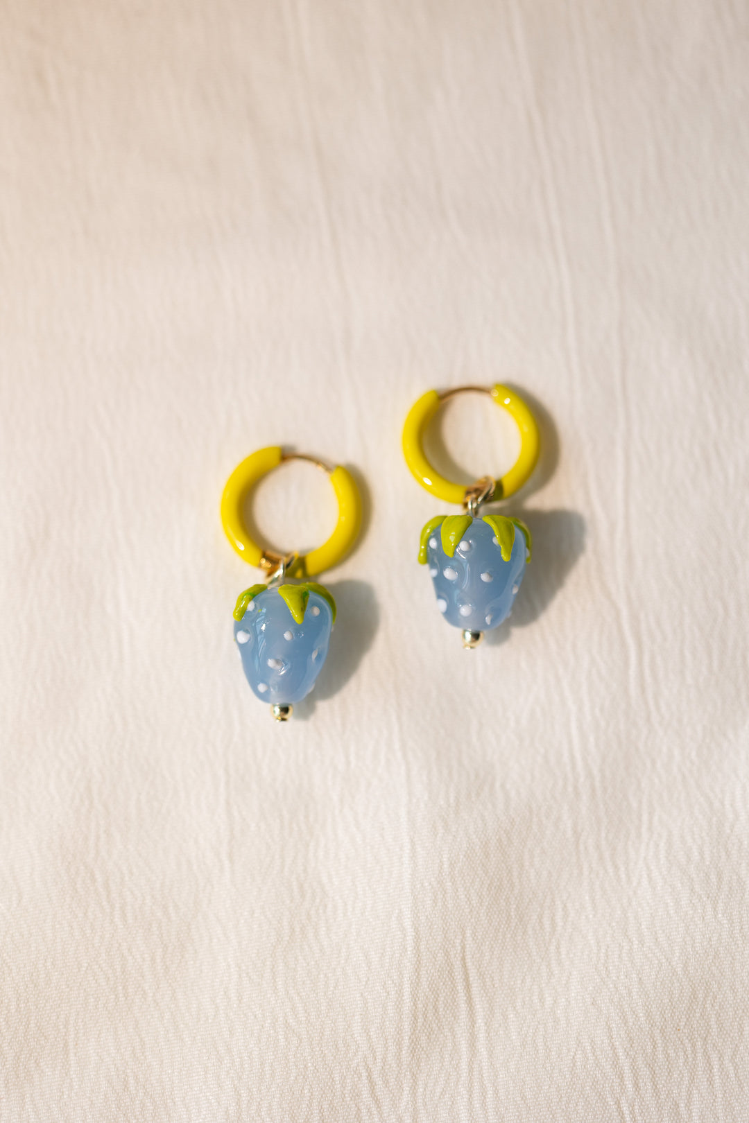 Blue Strawberry lampwork glass Earrings