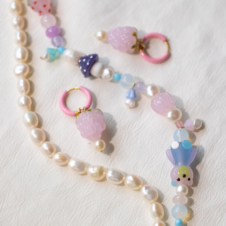 Bear, Strawberry and Mushroom Necklace