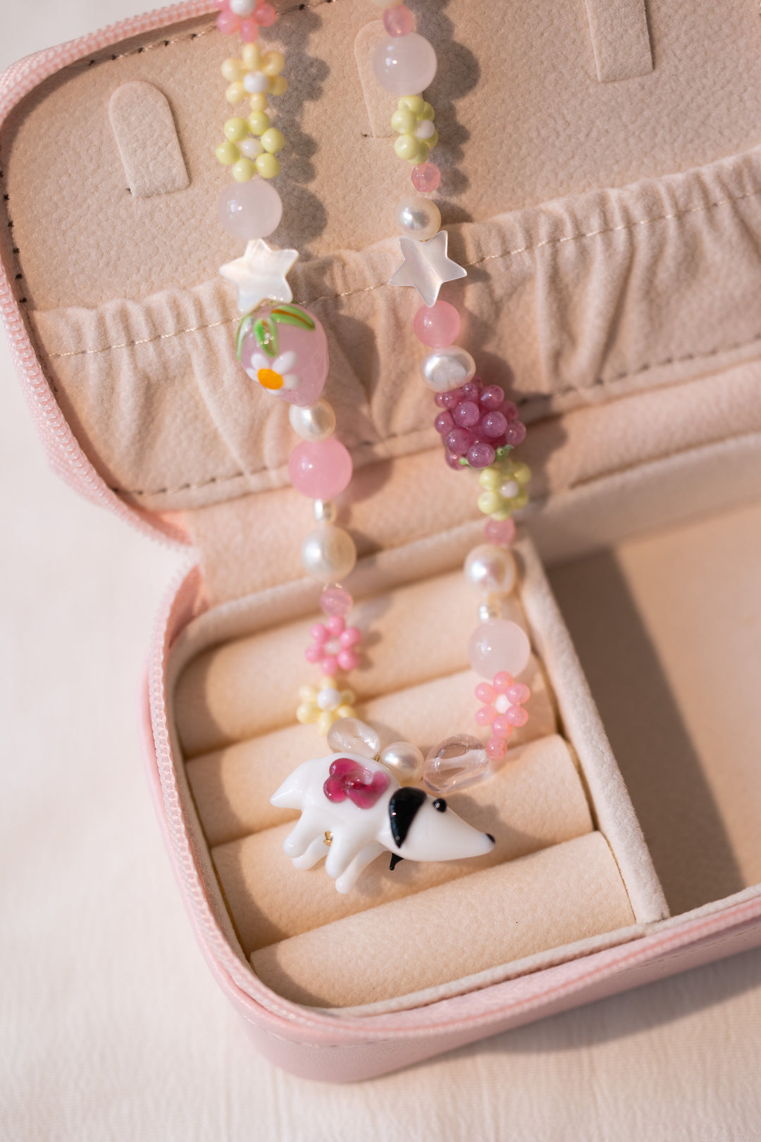 Cow and Summer Garden Beaded Necklace