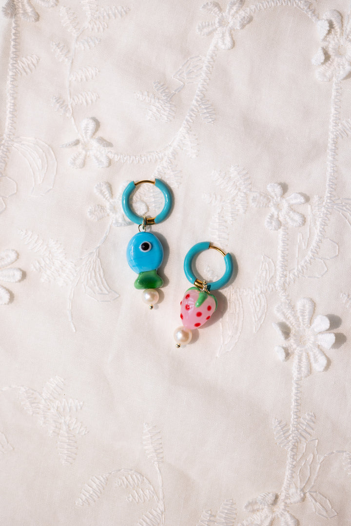 Strawberry and fish earrings