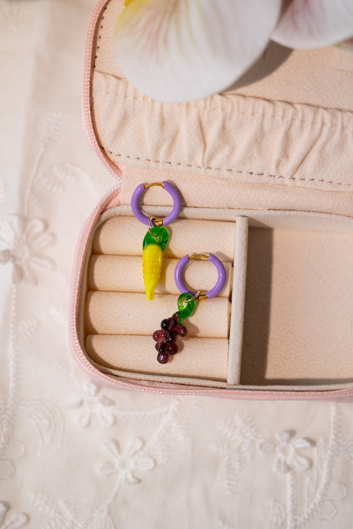 grape and corn earrings