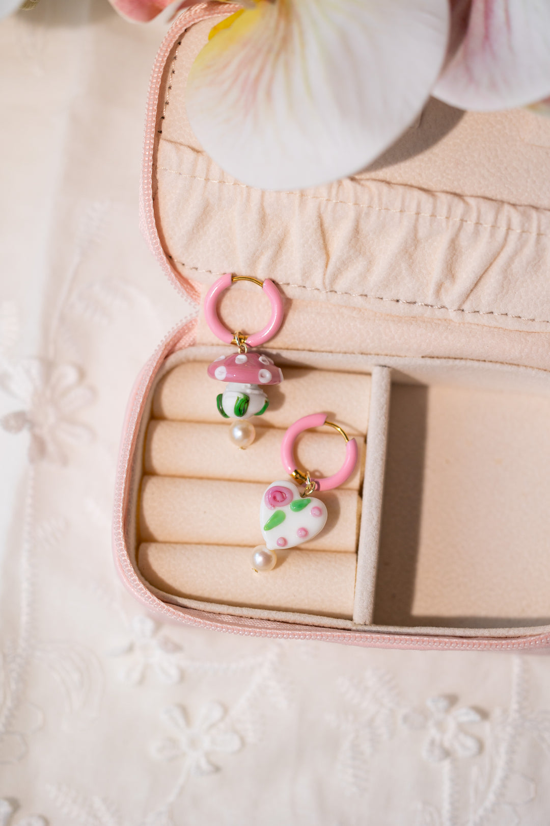 Pink Mushroom and Cake Earrings