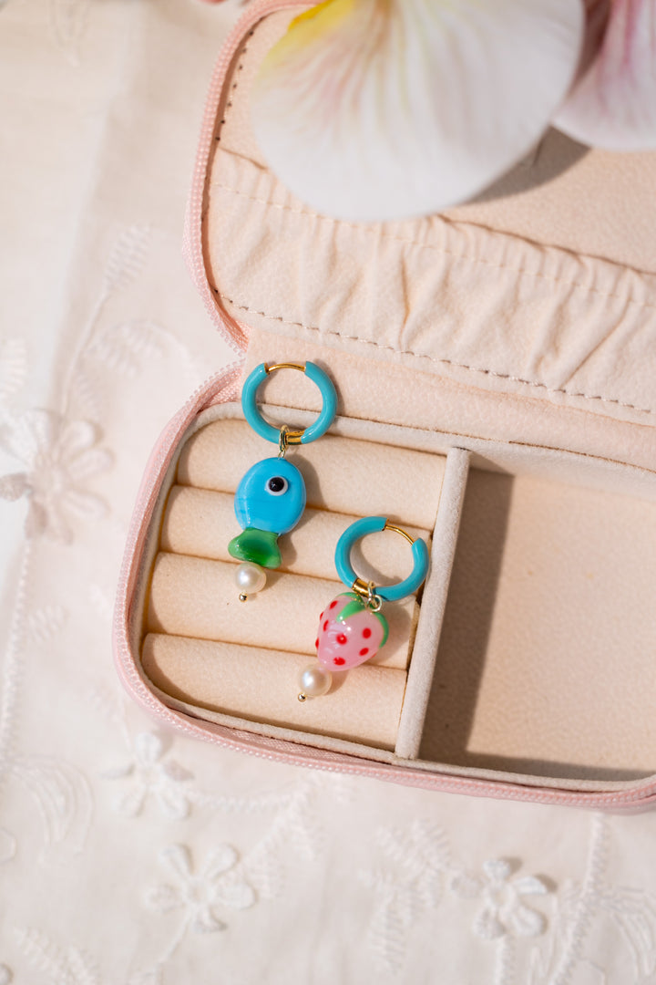 Strawberry and fish earrings