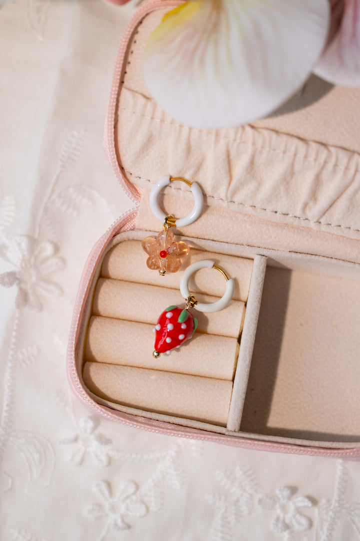 Strawberry and flower earrings