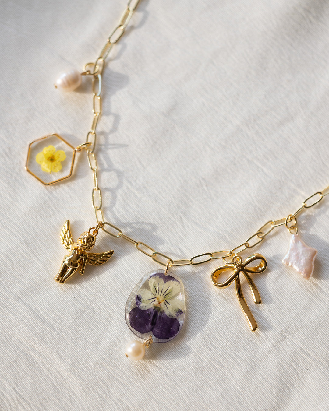 Angelic Garden Pressed flower charms Necklace