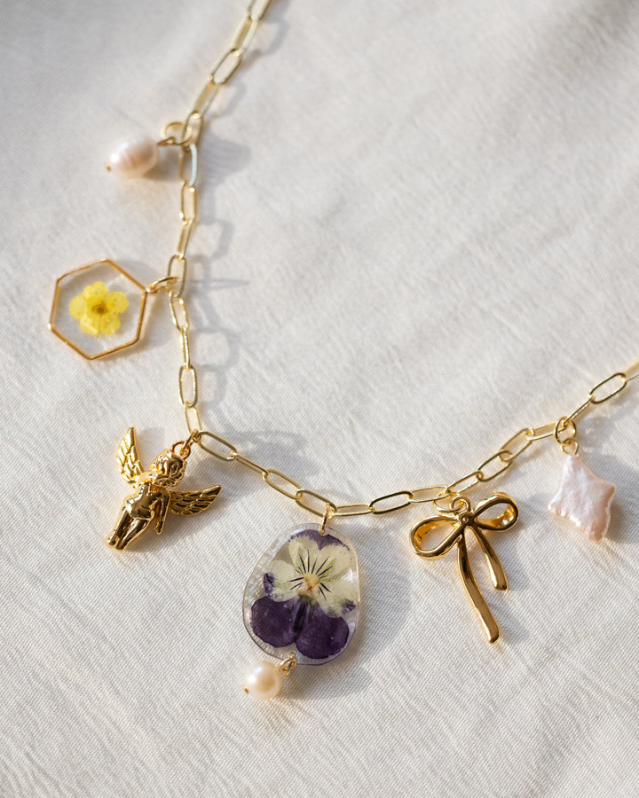 Angelic Garden Pressed flower charms Necklace