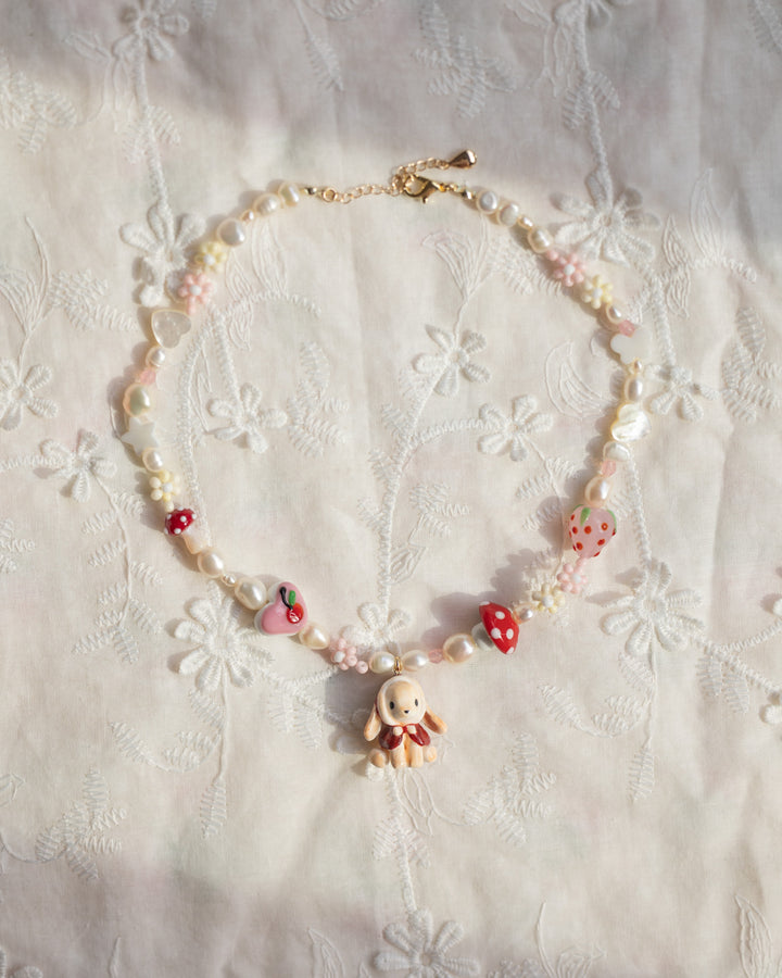 Merry bunny & forest bead Necklace