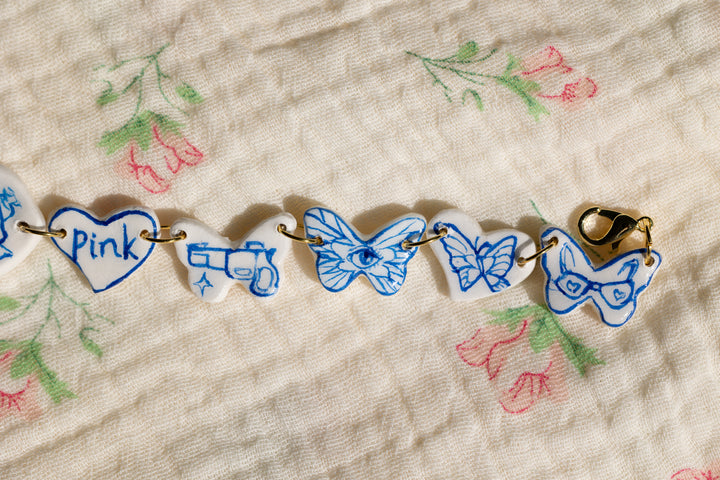 Hand-drawn clay choker necklace