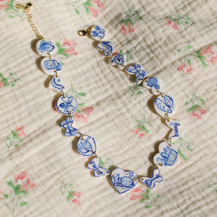 Romantic Garden Handpainted Clay Choker