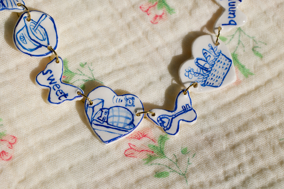 Romantic Garden Handpainted Clay Choker