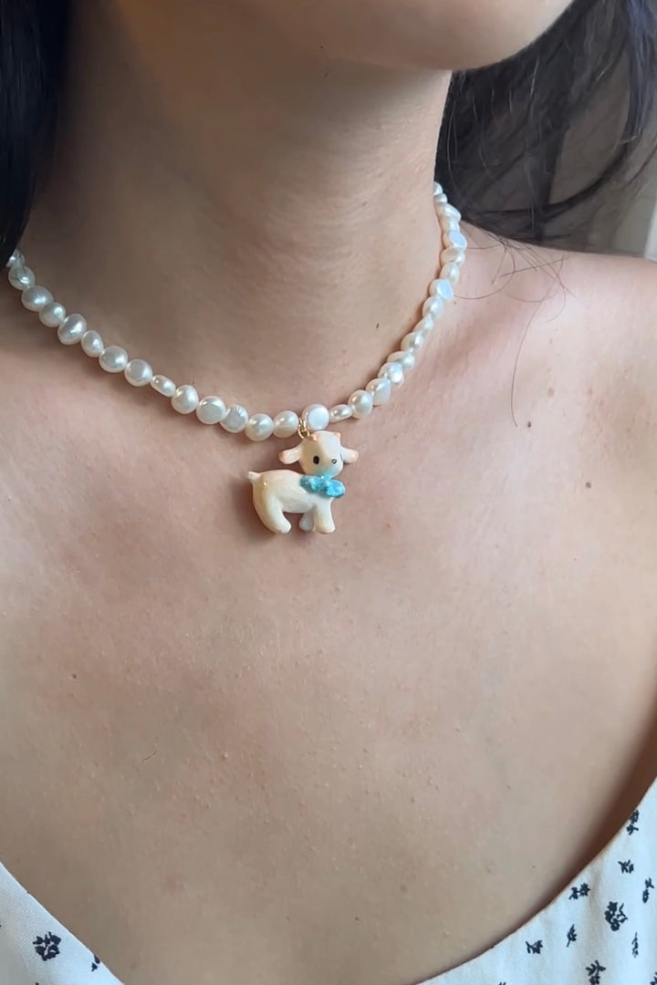 Little Lamb and Pearl Necklace