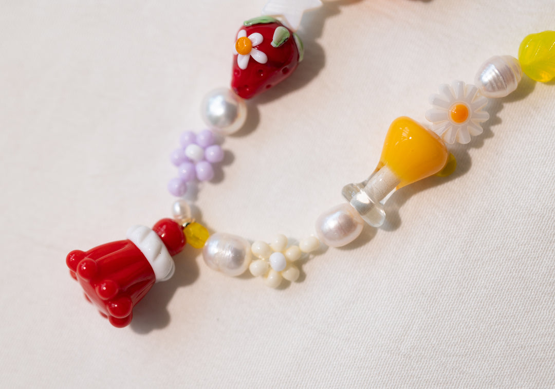 Red pudding beaded necklace