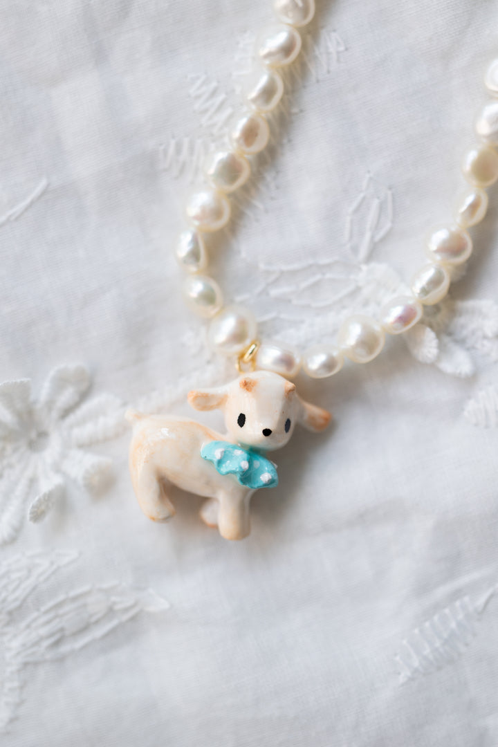 Little Lamb and Pearl Necklace