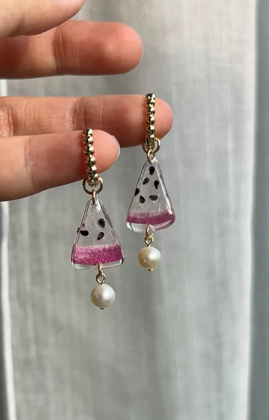 Dragon Fruit Pearl Earrings