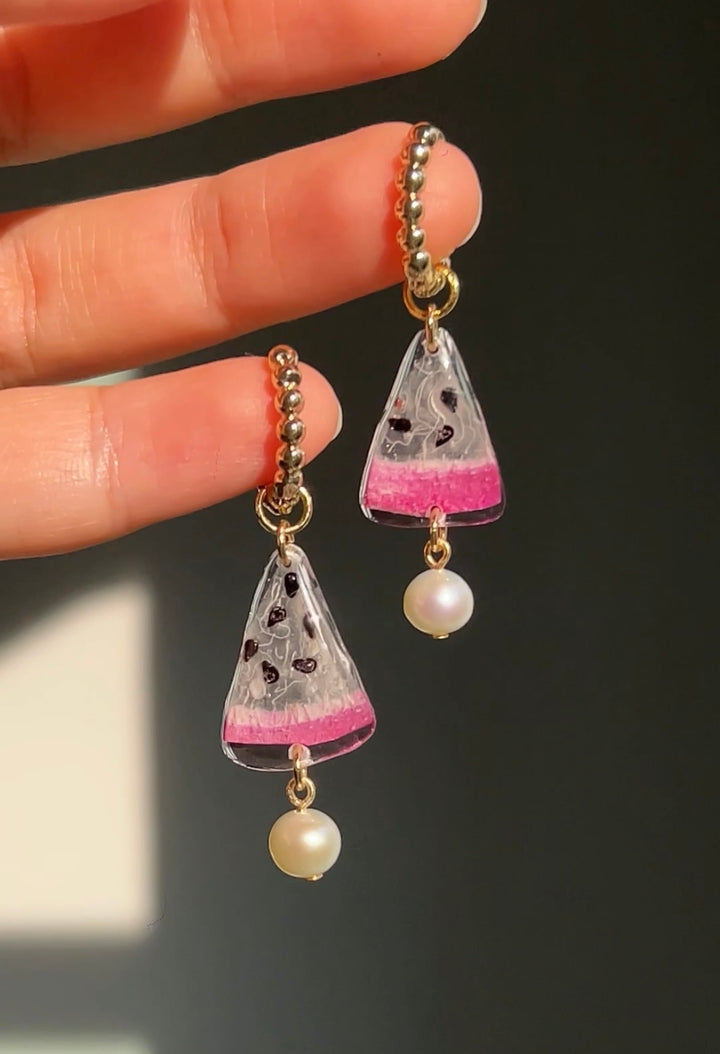 Dragon Fruit Pearl Earrings