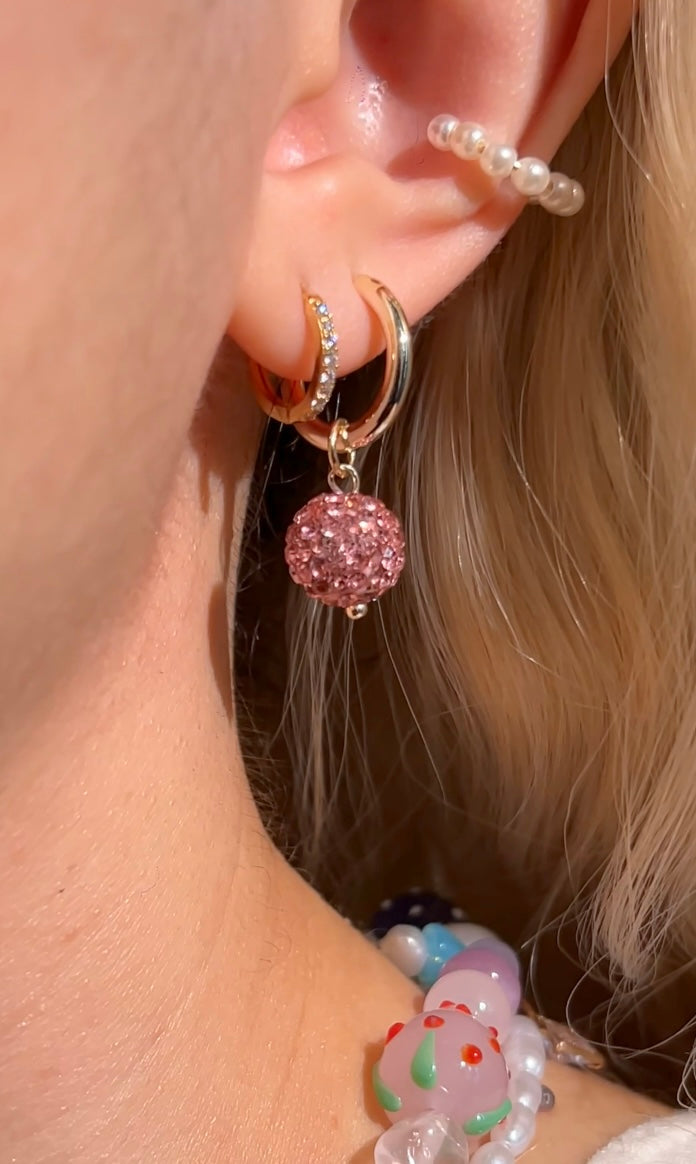 Sparkling zircon ball earrings