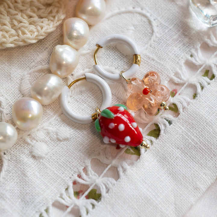 Strawberry and flower earrings